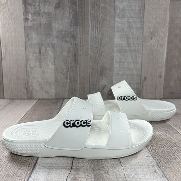 Crocs Women's Classic Slide Sandal Comfort Two Strap Slip On White Size 8 - Picture 3 of 13
